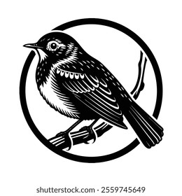 Beautiful and detailed bird outline design for use in coloring pages, branding, and artistic projects