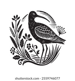 Beautiful and detailed bird outline design for use in coloring pages, branding, and artistic projects