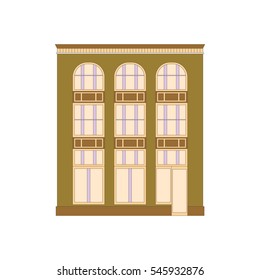 Beautiful detailed cityscape collection with townhouses. Small town street with victorian building facades. Template for web, graphic, game and motion design. Vector illustration EPS10