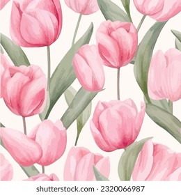 beautiful detailed hand painted watercolor pink tuilp