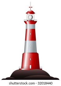 Beautiful detailed lighthouse isolated on white - vector
