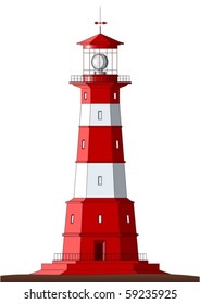 Beautiful detailed lighthouse isolated on white - vector