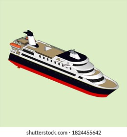 Beautiful detailed modern flat design vector transportation item with white cruise transatlantic liner ship