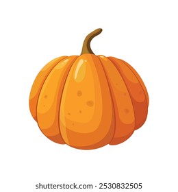 Beautiful Detailed Orange Pumpkin Vector Illustration. Ripe, Vibrant, Fresh Pumpkin Isolated on a White Background. Perfect for Autumn Decor, Harvest Designs, and Seasonal Clipart