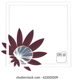 Beautiful dew drop on a leaf. Beautiful frame. Soft dreamy tender artistic image form. Vector illustration