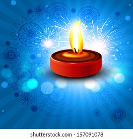 Beautiful dewali diya card colorful design illustration