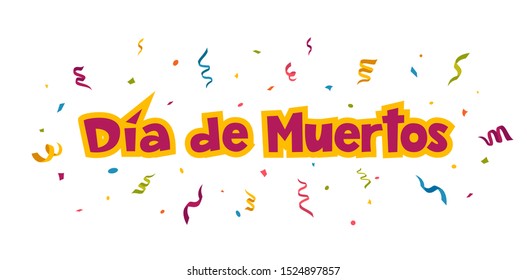 Beautiful dia de los muertos mexican traditional background in trendy neon colors, great design for any purposes with hand drawn lettering. Day of the dead authentic hispanic holiday Vector eps10.