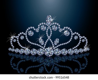 Beautiful Diamond Crown, Vector Illustration