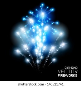 Beautiful Diamond firework display, vector.