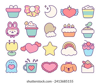 Hermosos elementos y personajes de un estilo de vida feliz. Estilo de mano. Dibujo de vectores. Colección de diseño.