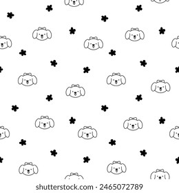 Beautiful different elements and characters of a happy lifestyle. Seamless pattern. Coloring Page. Hand style. Vector drawing. Design ornaments.