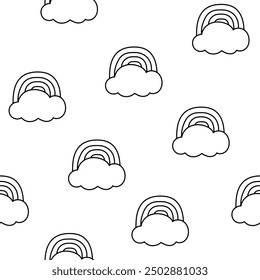 Beautiful different elements and characters of a happy lifestyle. Seamless pattern. Coloring Page. Hand style. Vector drawing. Design ornaments.