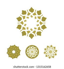 Beautiful different mandalas. Set. Symbol. Color gold. Isolated on a white background.  Vector illustration - eps 10.