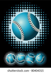 Beautiful Different vector baseballs on the dark background