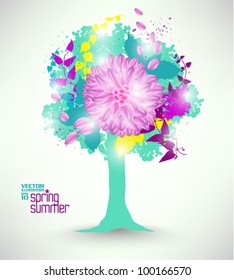 beautiful digital floral tree graphic design