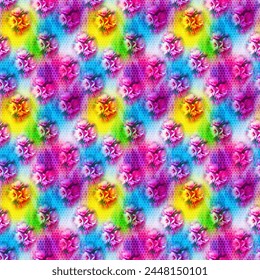 Beautiful Digital flower patterns on a Cyan, Magenta, and Yellow background. Ready for print.Digital pattern design