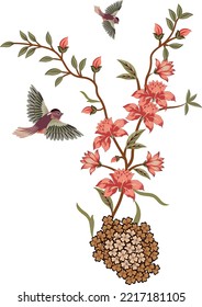 A beautiful Digital Flowers Motif Design illustration Manual composition.Design for cover, fabric, textile, wrapping paper .