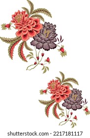 A beautiful Digital Flowers Motif Design illustration Manual composition.Design for cover, fabric, textile, wrapping paper .