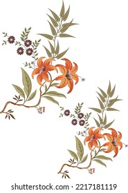 A beautiful Digital Flowers Motif Design illustration Manual composition.Design for cover, fabric, textile, wrapping paper .