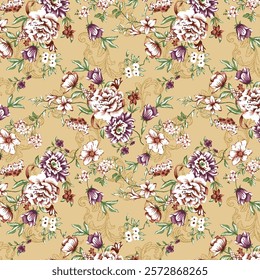 A beautiful Digital Flowers Motif Design watercolor illustration. Manual composition.Design for cover, fabric, textile, wrapping paper