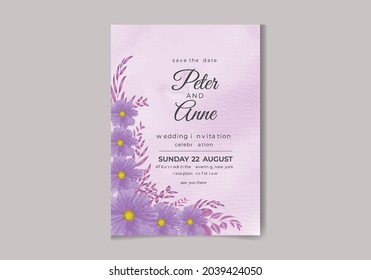 Beautiful digital Hand-painted Feminine watercolor Premium floral and leaves Wedding Invitation Card