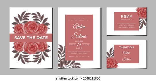 Beautiful digital Hand-painted Feminine watercolor Premium floral and leaves Wedding Invitation Card