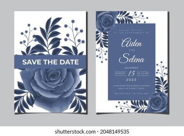 Beautiful digital Hand-painted Feminine watercolor Premium floral and leaves Wedding Invitation Card