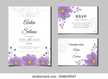 Beautiful digital Hand-painted Feminine watercolor Premium floral and leaves Wedding Invitation Card