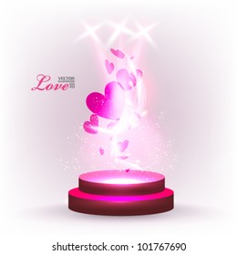 beautiful digital love and hearts under spotlight vector design