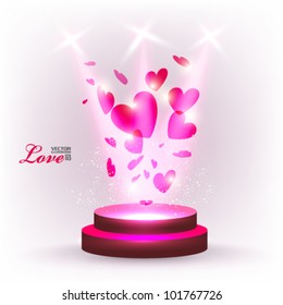 beautiful digital love and hearts under spotlight vector design