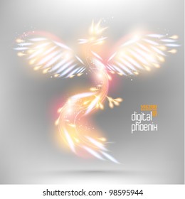 beautiful digital neon phoenix design