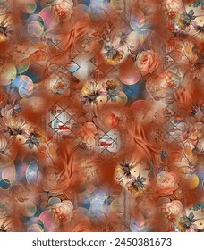 Beautiful digital textile colorful abstract floral leafs all over patterns.