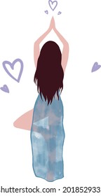 Beautiful digital vector illustration of yoga girl.