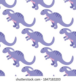 Beautiful dinosaur parasvrolophus on a white background. Predators in a flat style. Cartoon animals reptiles for web pages.
Stock vector illustration for decor, design, baby textiles,
wallpaper