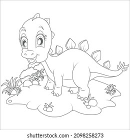 beautiful dinosaur, stegosaurus dinosaur. coloring book and page