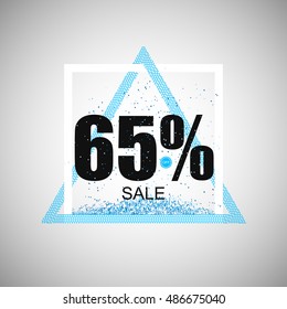 Beautiful discount banner coupon in blue with glitter effect. Vector illustration