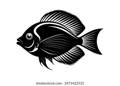 Beautiful discus fish through a striking black vector art illustration capturing its silhouette with precision and elegance