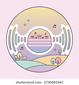 Beautiful disk disco clipart design.