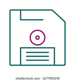 Beautiful Diskette Line Vector Icon