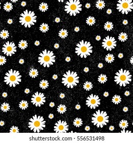 Beautiful ditsy floral and golden dots seamless background