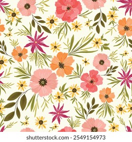 Hermoso ditsy Primavera Verano Vector Floral sin fisuras Diseño de Patrones para la moda y accesorios