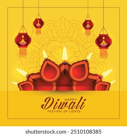 Beautiful Diwali background with Diya oil lamp