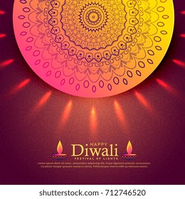 beautiful diwali celebration greeting with mandala decoration