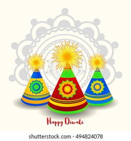 Beautiful Diwali design with cracker and rangoli