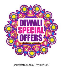 Beautiful Diwali design with cracker rangoli with special offers