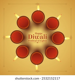 Beautiful diwali diya lamps decorative greeting background