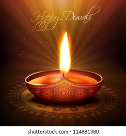 beautiful diwali diya vector background