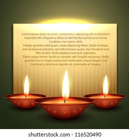 beautiful diwali diya vector background with space for your text