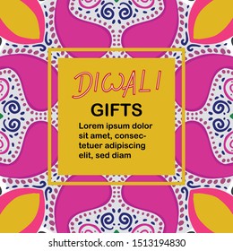 Beautiful diwali gifts colorful card template. Flat cartoon style. Vector illustration.