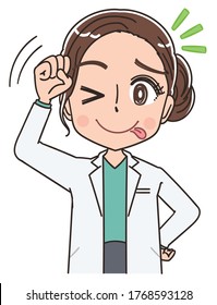 Beautiful doctor in a white coat.She has positive emotions.